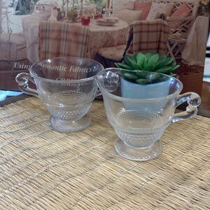 Vintage Crystal Glass Duncan Miller Teardrop Sugar & Creamer